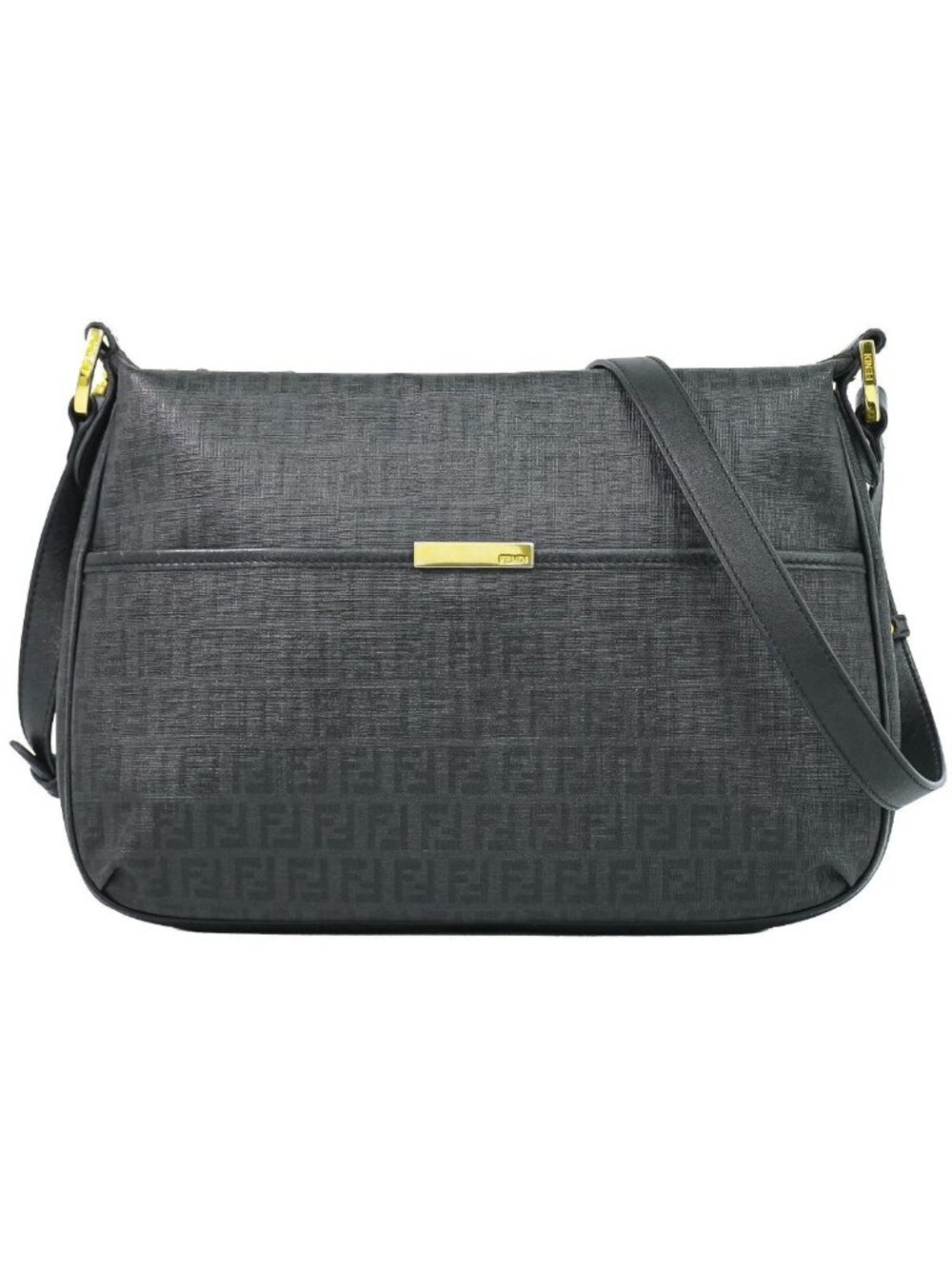 Fendi Zucchino Shoulder Bag Pochette Black